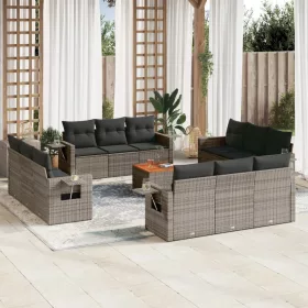    13 részes szürke polyrattan kerti ülőgarnitúra párnákkal