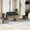  6 részes szürke polyrattan kerti ülőgarnitúra párnákkal