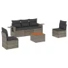  6 részes szürke polyrattan kerti ülőgarnitúra párnákkal