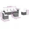  7 részes fekete polyrattan kerti ülőgarnitúra párnával