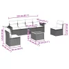  7 részes fekete polyrattan kerti ülőgarnitúra párnával