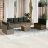  9 részes szürke polyrattan kerti ülőgarnitúra párnákkal