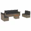 9 részes szürke polyrattan kerti ülőgarnitúra párnákkal