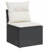  6 részes fekete polyrattan kerti ülőgarnitúra párnákkal