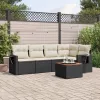  6 részes fekete polyrattan kerti ülőgarnitúra párnákkal