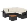  6 részes fekete polyrattan kerti ülőgarnitúra párnákkal