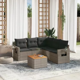    6 részes szürke polyrattan kerti ülőgarnitúra párnákkal