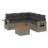  6 részes szürke polyrattan kerti ülőgarnitúra párnákkal
