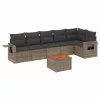  7 részes szürke polyrattan kerti ülőgarnitúra párnákkal
