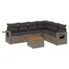  7 részes szürke polyrattan kerti ülőgarnitúra párnákkal