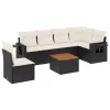  7 részes fekete polyrattan kerti ülőgarnitúra párnával