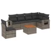  7 részes szürke polyrattan kerti ülőgarnitúra párnákkal