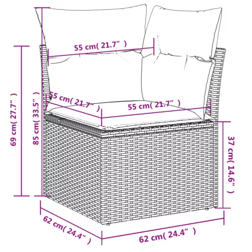  8 részes bézs polyrattan kerti ülőgarnitúra párnával