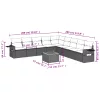  10 részes fekete polyrattan kerti ülőgarnitúra párnákkal