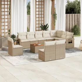    11 részes bézs polyrattan kerti ülőgarnitúra párnákkal