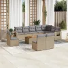  11 részes bézs polyrattan kerti ülőgarnitúra párnákkal