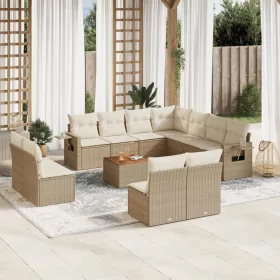    12 részes bézs polyrattan kerti ülőgarnitúra párnákkal