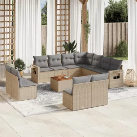    12 részes bézs polyrattan kerti ülőgarnitúra párnákkal