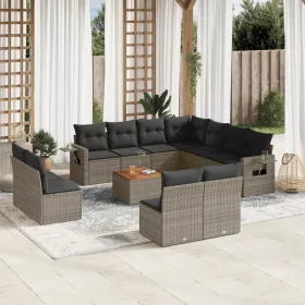    12 részes szürke polyrattan kerti ülőgarnitúra párnákkal