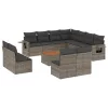  12 részes szürke polyrattan kerti ülőgarnitúra párnákkal