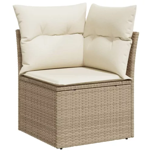  10 részes bézs polyrattan kerti ülőgarnitúra párnával