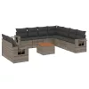  10 részes szürke polyrattan kerti ülőgarnitúra párnákkal