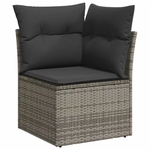  10 részes szürke polyrattan kerti ülőgarnitúra párnákkal