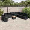  12 részes fekete polyrattan kerti ülőgarnitúra párnákkal