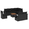  9 részes fekete polyrattan kerti ülőgarnitúra párnákkal