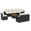  9 részes fekete polyrattan kerti ülőgarnitúra párnákkal