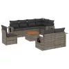  9 részes szürke polyrattan kerti ülőgarnitúra párnákkal