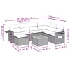  8 részes fekete polyrattan kerti ülőgarnitúra párnákkal