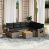 8 részes szürke polyrattan kerti ülőgarnitúra párnákkal