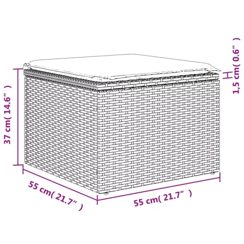  7 részes fekete polyrattan kerti ülőgarnitúra párnával