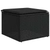  9 részes fekete polyrattan kerti ülőgarnitúra párnákkal