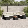  9 részes fekete polyrattan kerti ülőgarnitúra párnákkal