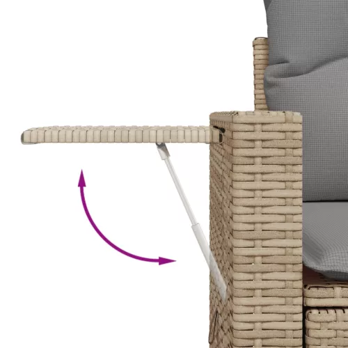  10 részes bézs polyrattan kerti ülőgarnitúra párnával