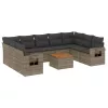  10 részes szürke polyrattan kerti ülőgarnitúra párnákkal