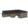  10 részes szürke polyrattan kerti ülőgarnitúra párnákkal