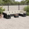  11 részes fekete polyrattan kerti ülőgarnitúra párnákkal