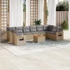  11 részes bézs polyrattan kerti ülőgarnitúra párnákkal