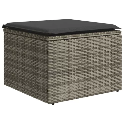  11 részes szürke polyrattan kerti ülőgarnitúra párnákkal