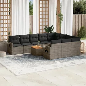    11 részes szürke polyrattan kerti ülőgarnitúra párnákkal