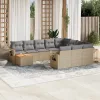  11 részes bézs polyrattan kerti ülőgarnitúra párnákkal