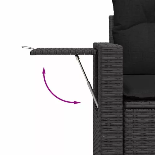  11 részes fekete polyrattan kerti ülőgarnitúra párnákkal