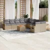  11 részes bézs polyrattan kerti ülőgarnitúra párnákkal