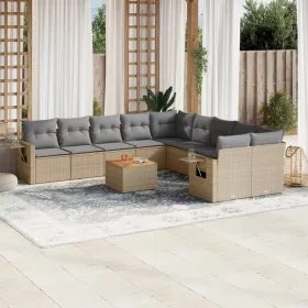    11 részes bézs polyrattan kerti ülőgarnitúra párnákkal