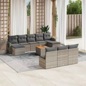    11 részes szürke polyrattan kerti ülőgarnitúra párnákkal