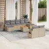  10 részes bézs polyrattan kerti ülőgarnitúra párnával