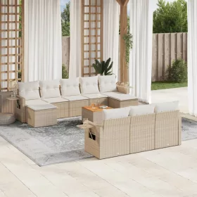    11 részes bézs polyrattan kerti ülőgarnitúra párnákkal